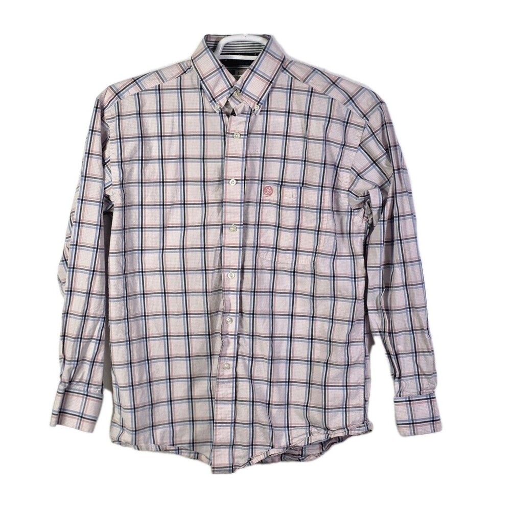 Wrangler George Strait Men's Medium Plaid Long Sleeve Button‎ Up Shirt